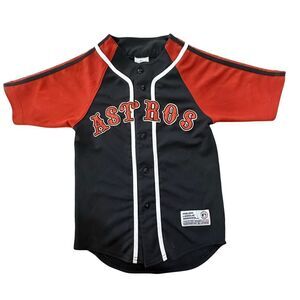 VINTAGE 90s MLB Houston Astros KIDS Small (6-7) True Fan Button Down Jersey
